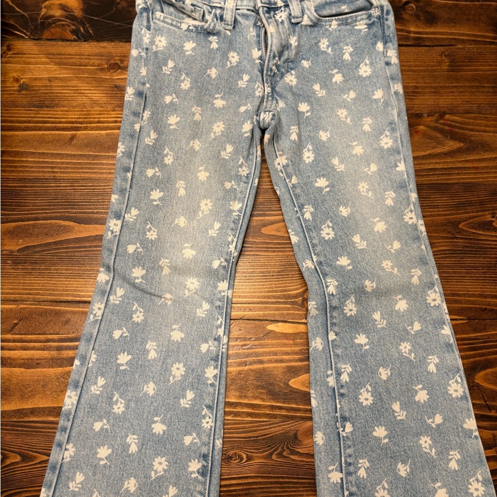 Old Navy Light Blue Floral Wide Leg Jeans